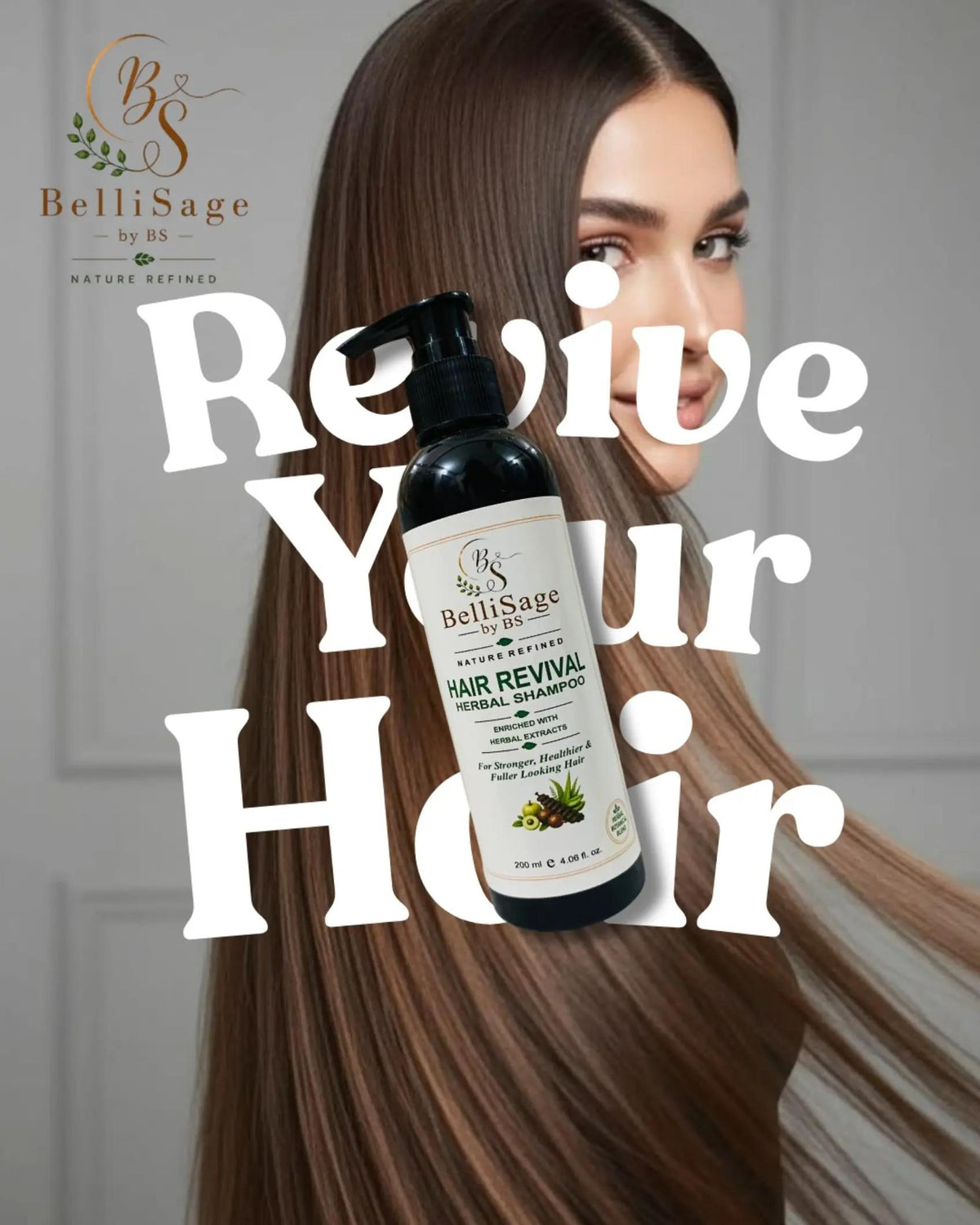 BelliSage Hair Revival Herbal Shampoo | Reduces Hairfall, Frizz Free & Shiny Hair (200ml)