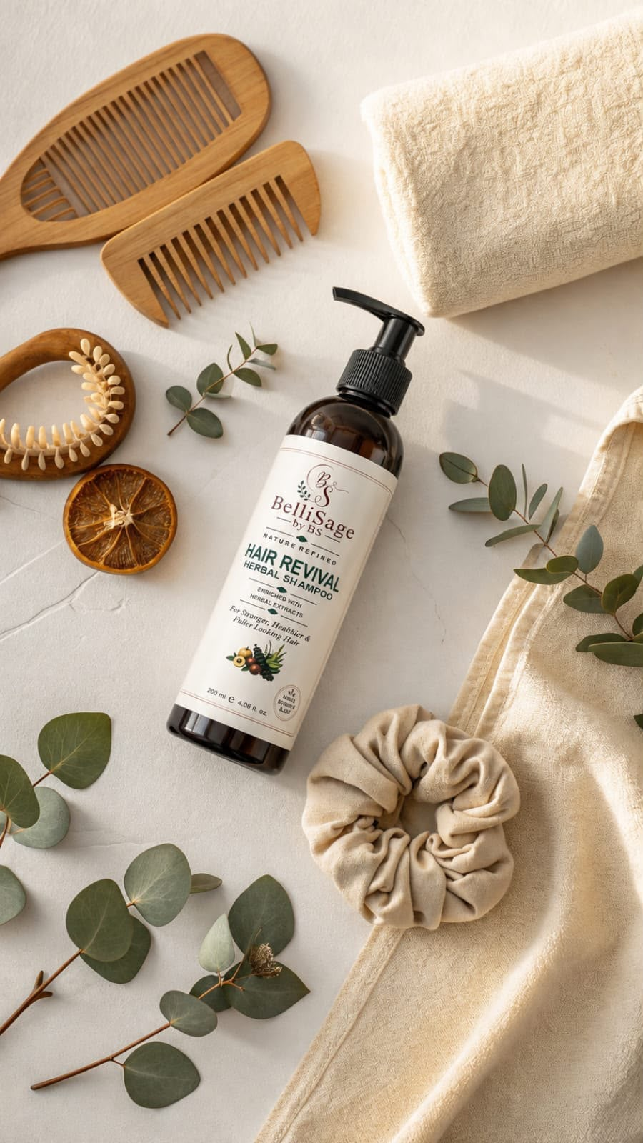BelliSage Hair Revival Herbal Shampoo | Reduces Hairfall, Frizz Free & Shiny Hair (200ml)