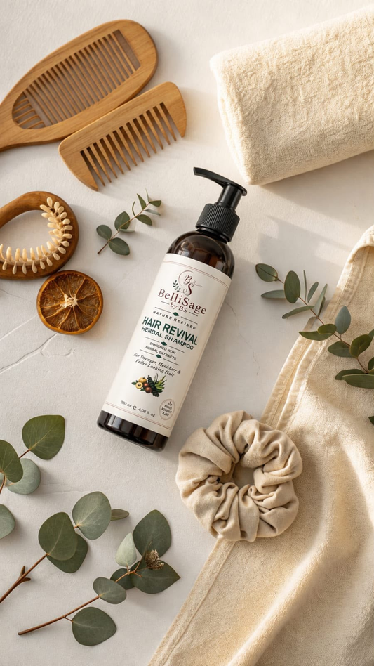 BelliSage Hair Revival Herbal Shampoo | Reduces Hairfall, Frizz Free & Shiny Hair (200ml)